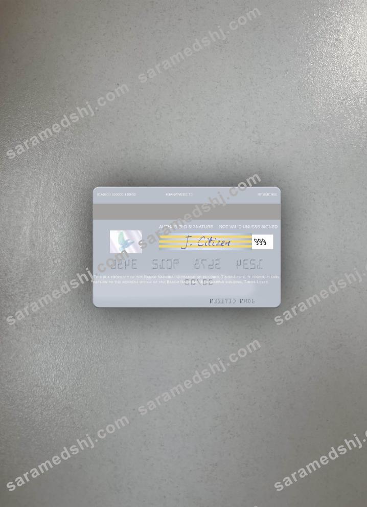Timor-Leste Banco Nacional Ultramarino building visa debit card photolook back